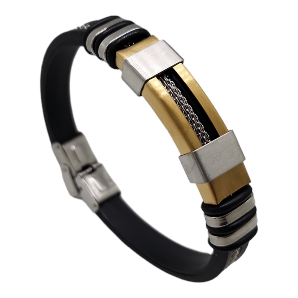 Stainless Steel Leather Men's Bracelet